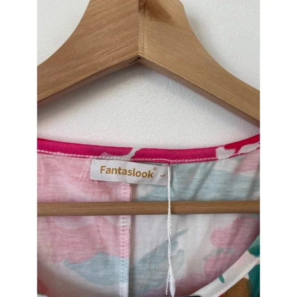 NWT Fantaslook Floral Short Sleeve Dress – Multicolor – Size Large - Picture 3 of 4